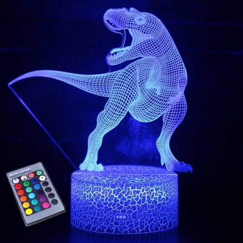 Vogliovoi 3D Night Lights Acrylic Series Animal Dinosaur 16Colors Crack ABS Base For Kids Child Bedroom Decor