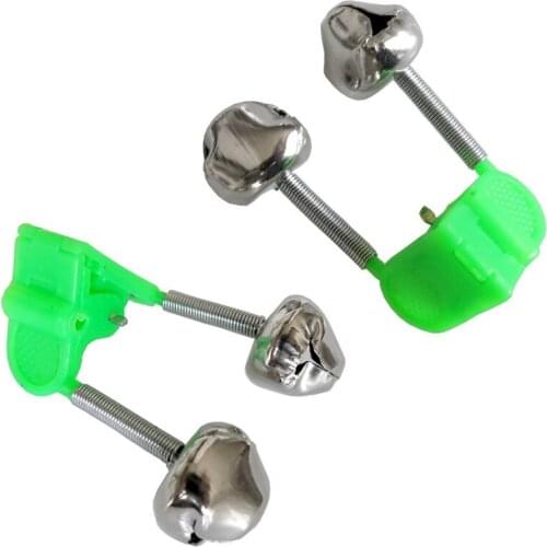 5pcs/lot Fishing Bite Alarms Alert Fishing Rod Bell Rod Clamp Tip Clip Bells Ring Green ABS Outdoor Metal Fishing Accessories