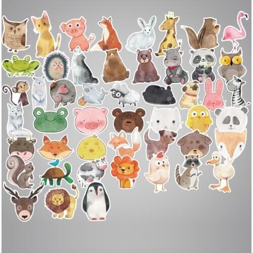 50Pcs/pack Ink Style Cartoon Animal Sticker Childrens Toy Cute Stickers for DIY Travel case Laptop Bicycle Fridge Car Stickers