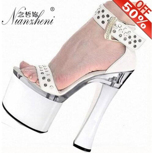 Sexy Fashion Womens Supermodel 18CM High Stripper Heels Platform Sandals Nightclub Performance Wedding Pole Dance Shoes Fetish