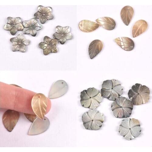 Natural Mother Of Pearl Shells Beads For Jewelry Making Earring Accessories Flower Texture Curved Diy Crafts 5pcs17-20mm tr0394