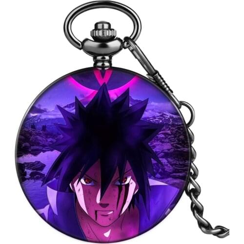 2021 Newest Japanese Manga Purple Energy Man Pocket Watch 36cm Alloy Chain Quartz Watches Boyfriend Kids Relogio Masculin P4445C