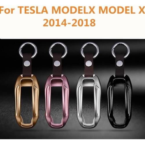 For TESLA MODELX MODEL X 2014-2018 Car Key Cover Zinc Aluminum alloy Case Bag Keychain Skin Set Car accessories