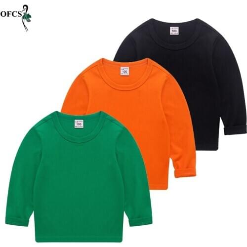 Children Clothing Tops Boys & Girls Spring Cotton Bottoming Shirt Toddler Long-Sleeved T-shirt Kids Solid Soft Casual Best Shirt