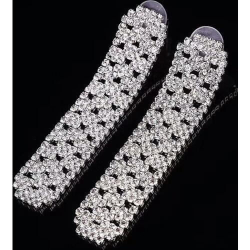 EKUSTYEE Long Tassel Earrings In Drop Earrings For Women Metal Inlay Rhinestone Vintage Retro Simple Dangle Long Earrings