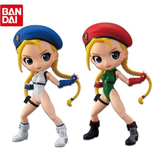 Bandai Genuine Q Posket Street Fighte Killer Bee Cammy White Anime Action Figures Collectible Model Ornaments Toys for Kids