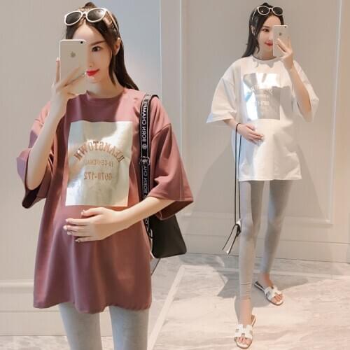 Pregnant Women Short Sleeve T-shirt Summer Wear New Style Loose Fashion Tops T-shirt Plus Size Pregnant Women Clothes