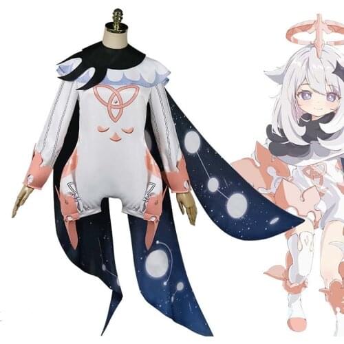 Game Genshin Impact Paimon Cosplay Costume Onesies Cape Uniform Halloween Paimon Women Girl Costumes Set