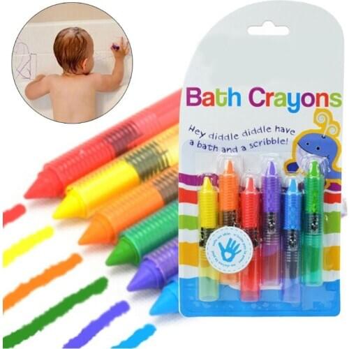 Bath Time Toy Crayons - Multi-Coloured, Pack of 6 Bathing Toy Kids Pen Set R7RB