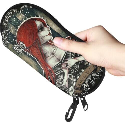 Customized Sunglasses Bag Cartoon Gothic Girls Print Eyeglasses Case Storage Bags Skull Girl Eyewear Pouch for Phone Earphones