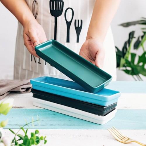 Ceramic Tray Rectangular Western Food Snack Plate Nordic Colorful Multi-function Storage Tray Home Kitchen Storage Supplies