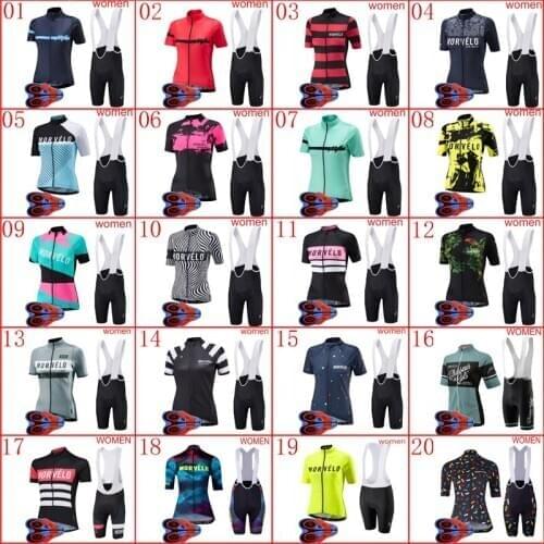 2020 Women Cycling Jersey Bib Shorts Set Summer Team Bike Outfits breathable short sleeve Bicycle Wear sports uniform Y20060506