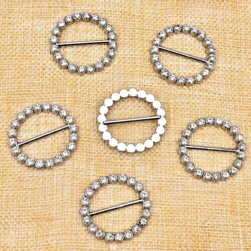 4pcs Glass Rhinestone Round Brooch Crystal Wedding Dress Belt Decoration Sewing For Clothes/Shoes/Bags Strass 3.2*3.2cm DIY