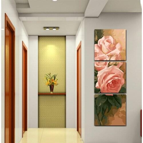Max Size 75x75cmx3 Frameless Pictures Painting By Numbers DIY Digital Oil Painting On Canvas Home Decoration DIY Painting Rose