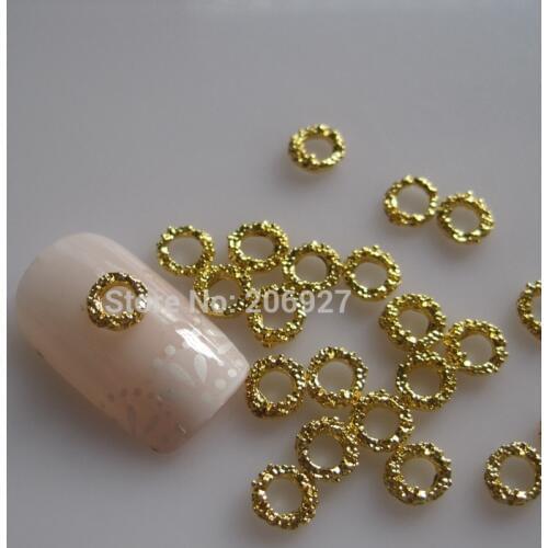 MD-725 10pcs Fancy Gold Circle Deco Metal Charms Metal Deco Charms Nail Art
