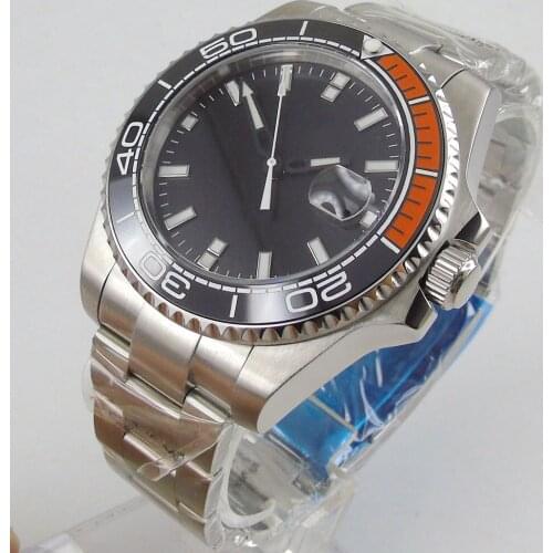 Business Style 43mm Mens Watch Black Ceramic Bezel Miyota 8215 Automatic Movement Time Watch