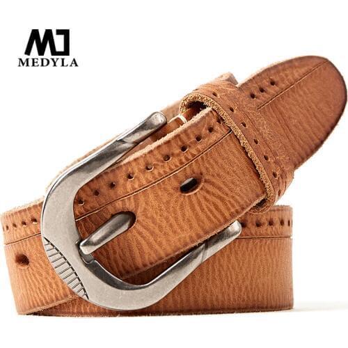 MEDYLA Cinto Masculino Brand Designer Top Grain Leather Belt Luxury Casual Cow Genuine Leather Belts for Men Business Strap