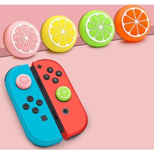 For NS Switch Lite Joy con thumb grip caps soft Controller Cover Joystick rubber Gamepad Button Lemon Cases NS Accessories