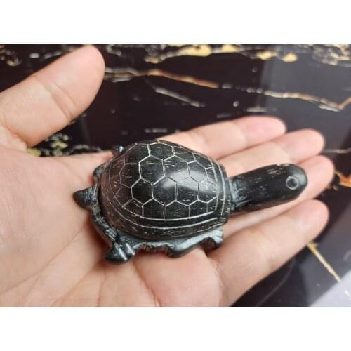 Natural black jade dragon turtle Tortoise living room decoration jade crystal Feng shui Natural green jade carved statue antique