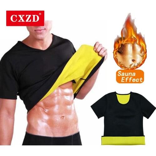 CXZD Men Sweat Neoprene Body Shaper Weight Loss Sauna Shapewear Workout Shirt Vest Fitness Jacket Suit Gym Top Clothes Thermal