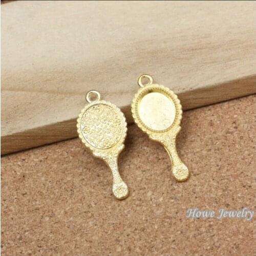 New 20 pcs high quality Gold color Mirror frame alloy pendant DIY charm Womens Fashion Bracelet Necklace Jewelry Accessories