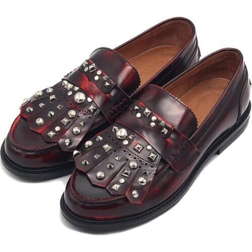 New Style Spring High Top Rivet Loafers Fashion Tassel casual shoes handmade Slip on Men shoes