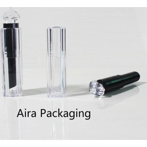 Plastic Clear n Black Lip Balm Container11.1mm DIY Empty Lipstick Tube Heart Shape Elegant Lipstick Bottle 50pcs/lot