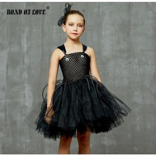 Girls Tutu Dress and headband set Halloween Cosplay Witch Costume for Kids Party Dress Children christmas dress