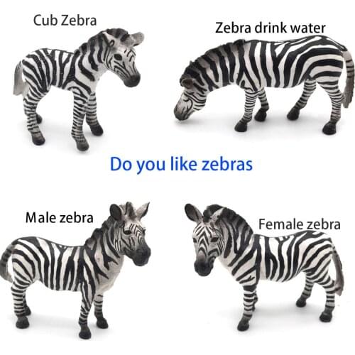 PVC Artificial Animal Model Zebra Baby Early Childhood DIY Zebra Toy Wild Zoo Decoration Scene