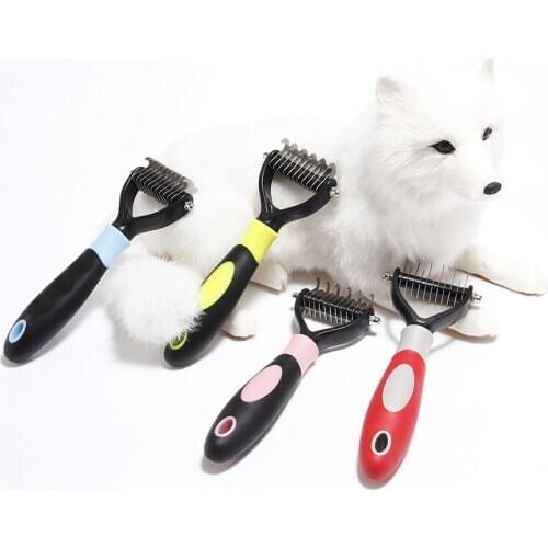 Hair Removal Comb for Dogs Cats Grooming Dematting Deshedding Brush Tool for Tangle Detangler Fur Trimming Curly Pet Long Hair