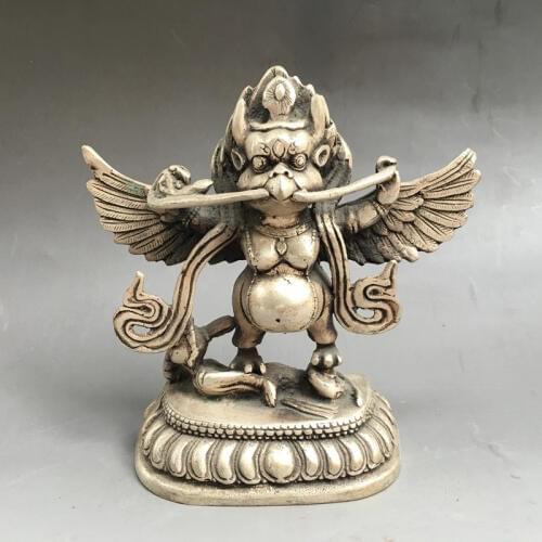 Rare Tibetan Silver Handicraft Statues Handmade Pure Lucky Buddha Statues Decorative Festive Presents Friendship