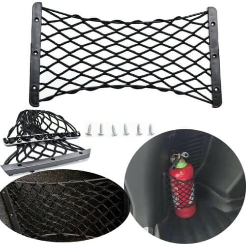 Car Trunk Organizer Rear Trunk Side Cargo Net Elastic Storage Mesh For Fire Extinguisher Luggage Wall Sticker Pouch Bag