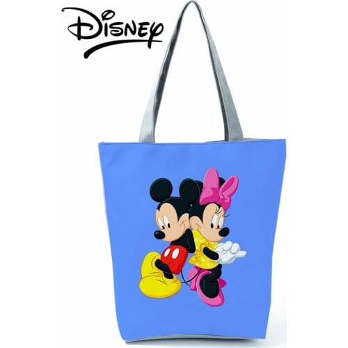 Disney Mickey Minnie Printed Handbag Shoulder Bag Blue Women Shopping Hot Sale Bag Bright Colors Fashion Summer Travel Beach Bag
