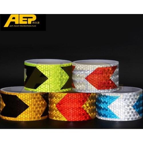 For Car Truck Motorcycle Bicycle Styling 3m Solid Color Lattice Arrow Reflective Sticker Safety Warning Reflective Adhesive Tape