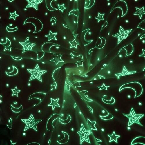 50cm*150cm Luminous Flannel Fluorescent Fabric Printing Blanket Fabric Cushion Plush Toy Home Textile Fabric for Toy Doll Sewing