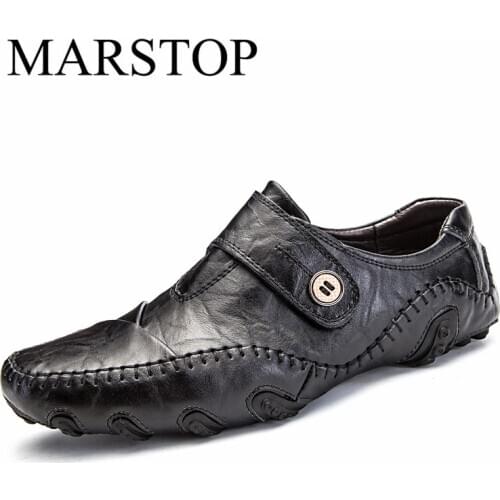 YEINSHAARS Fashion British Style Men Causal Shoes Loafers Genuine Leather Men Shoes Outdoor Leather Shoes Male Zapatos De Hombre