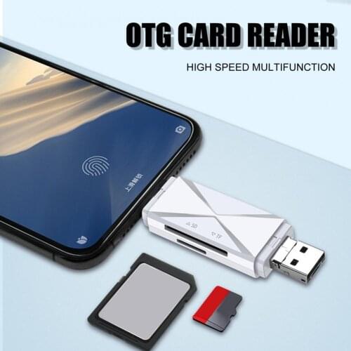 4 in 1 USB 2.0 High Speed 2 Slots OTG Micro-SD/TF Card Reader Adapter for Phone