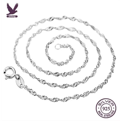 YiChong Genuine 100% 925 Sterling Silver Jewelry Box Chain Collarbone Chain Long Necklace For Women Silver 925 Jewelry DC14