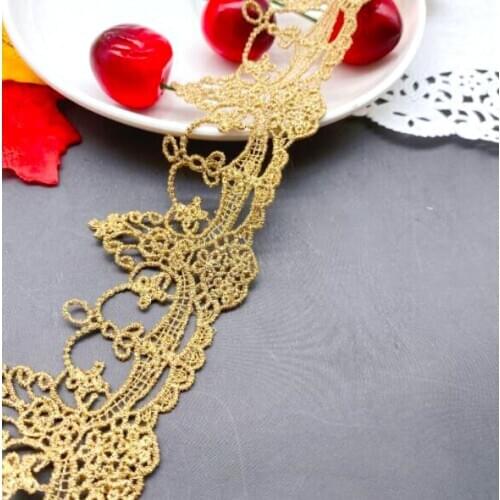 1yard/lot Width:5cm Gold Line Flower Water Soluble Embroidery Garment Lace Handmade DIY Doll Skirt Accessories(ss-2076)