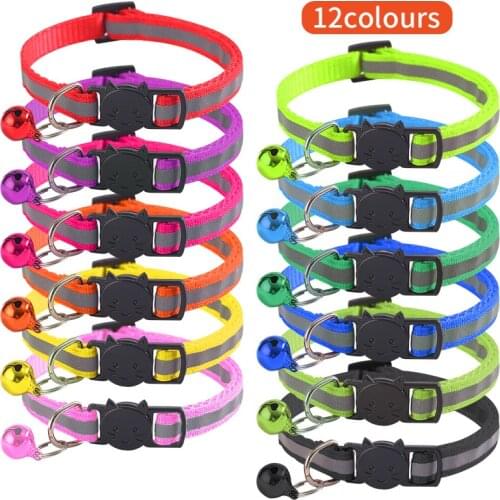 12 Colors Reflective Cats Bells Collars Adjustable Dog Leash Pet Collar for Cats And Small Dogs Pet Supplies