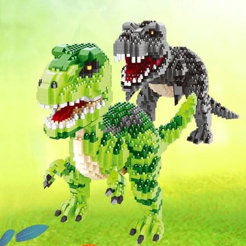 1457pcs + Jurassic Dinosaur 3D Model Block Tyrannosaurus Velociraptor DIY Decompression Mini Building Block Toy Childrens Gift