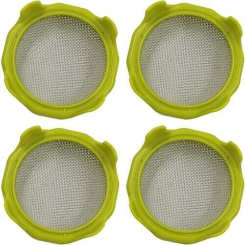 4Pcs Vegetable Gg Germination Sprouting Lids Mesh Sprout Cover Kit Sealing Ring Lid for Regular Wide Mouth Mason Jars