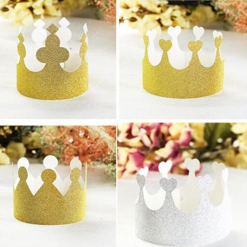 40pcs King Queen Crown Hat Kids Adults Headwear Baby Shower Decorations Birthday Paper Hat Party Favors