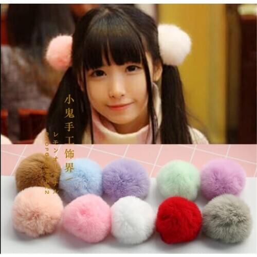 6cm Princess sweet lolita hair rope Show the lovely girl fake rabbit fur ball hair ring hair rope B488