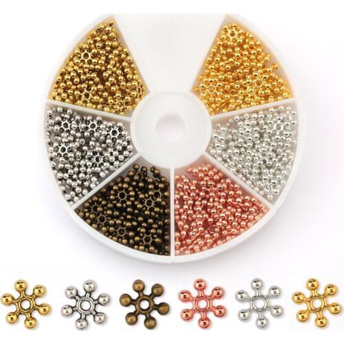 8mm Zinc alloy Loose spacer beads snowflake shape Metal beads for necklace bracelet DIY Jewelry Making Accessories 264PCS/box