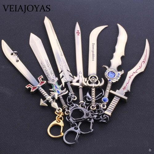 8 Styles Game LOL Charms Jewelry Individuality Design League of Legend Sword Weapon Keychain Bronze Alloy Pendant Car Keyrings