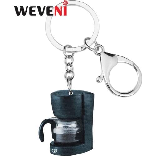 WEVENI Acrylic Coffee Machine Key Chains Key Rings Bag Car Wallet Purse Decoration Keychain For Women Girls Men Teens Charm Gift
