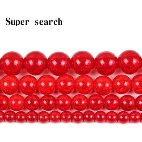 Natural Bright red Cracked Quartz Crystal Stone Round Beads For Jewelry Making 6/8/10/12mm Spacer Loose Beads Diy Bracelet