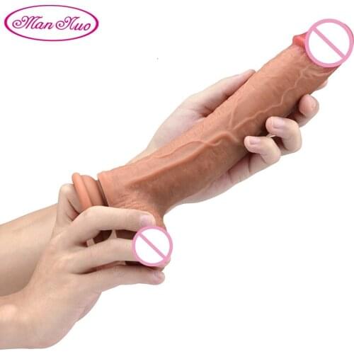 Man Nuo Skin Feeling Realistic Big Dildo Soft Penis Lesbian Strapon Dick Liquid Silicone Suction Cup Dildos Female Masturbation