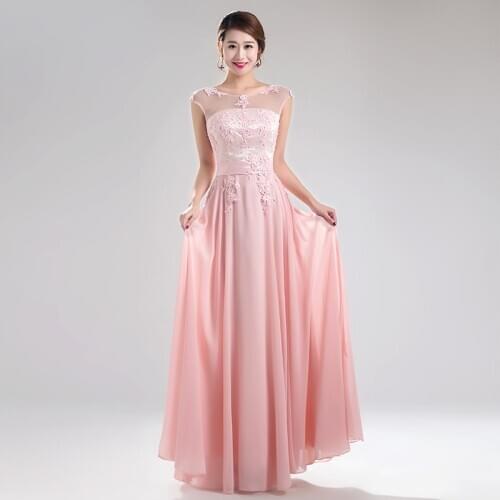 Long Evening Dresses Cheap In Stock Beaded Floor Length Chiffon Lace Up Back Sash Prom Party Gowns Light 2020 New